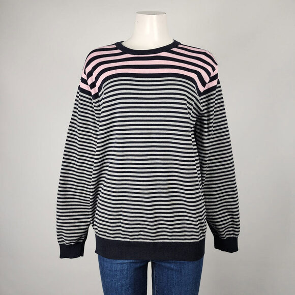 Autograph Pink & Black Knit Striped Sweater Size L - Picture 1 of 7